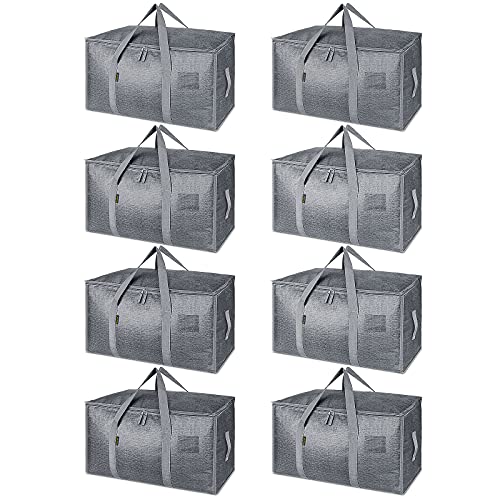 Image of BALEINE 8-Pack Oversized Moving Bags with Reinforced Handles, Heavy-Duty Storage Tote for Clothes, Moving Supplies (Winter Grey, 8-Pack)