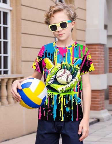 Image of 3D Graphic Short Sleeve Shirts Boys Girls Cool T-Shirt Unisex Novelty Tees for 7-12 Years Teens