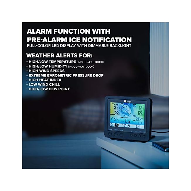 Logia 15-in-1 Wi-Fi Weather Station with 5-in-1 Sensor Array, Humidity, Wind Speed/Direction, Wireless LED