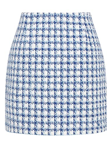 Image of IDEALSANXUN Womens High Waist Plaid Skirt Bodycon Pencil Wool Mini Skirts