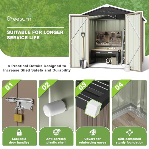 Greesum Outdoor Storage Shed 6 X 4 Ft. Utility Tool Shed Metal Storage Garden Shed With Door & Lock For Patio Storage thumb #4