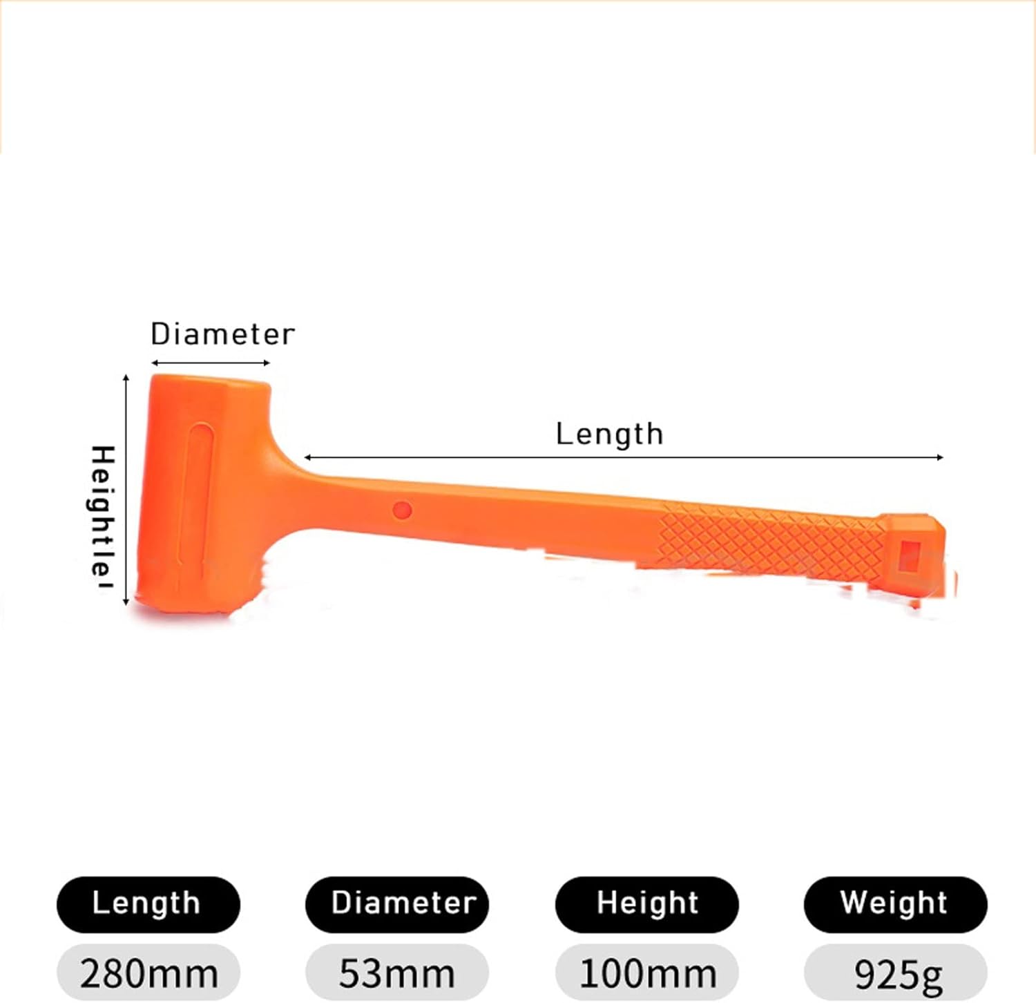 INLIMA Hammer Blow Mallet Orange Soft Rubber Unicast Hammer Spark and Rebound Resistant