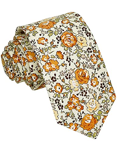 Image of Kebocis Mens Skinny Cotton Floral Tie for Men