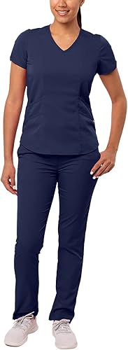 Adar Pro Core - Conjunto médico clásico para mujer, camiseta médica con cuello en V y pantalones de yoga a medida
