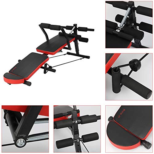 U'King Adjustable Sit-ups Bench - Foldable Workout AB Bench for Home Gym, Incline/Decline Perfect for Bench Press,Weight, Leg Lifts, Full Body Fitness red