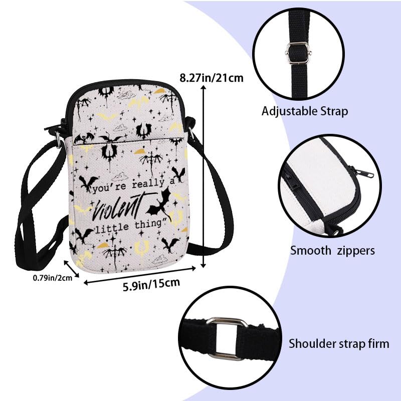 ZJXHPO Dragon Book Quote Cross Body Bag You're Really A Violent Little Thing Messenger Bag Bookish Bookworm Shoulder Bag2
