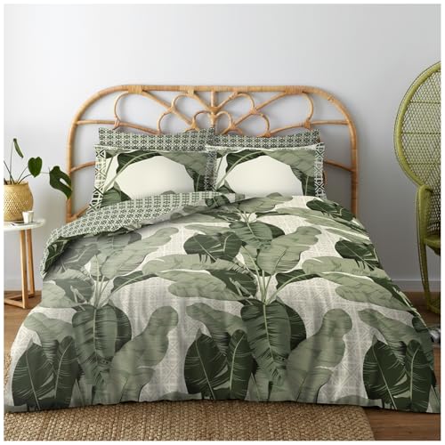 GC GAVENO CAVAILI - Funda de edredón Individual (135 x 200 cm), Juego de Ropa de Cama de polialgodón con Funda de Almohada, Fundas de edredón Transpirables, Ropa de Cama Reversible y Lino, Lino Suave