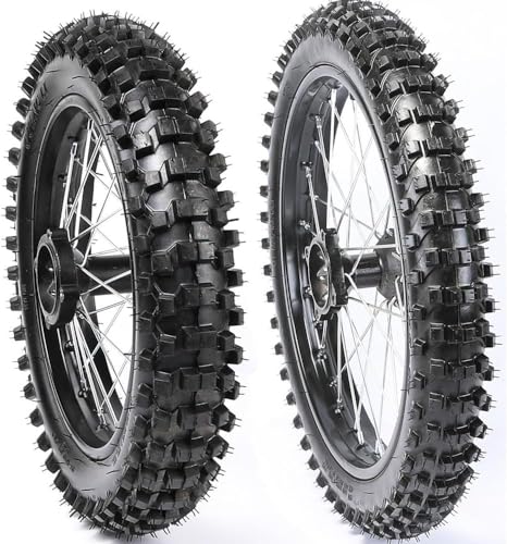 YC Yier 17" Front and 14" Rear Wheel Rim Tire Assembly For Dirt Pit Bike Trail Front 70/100-17 Wheel Tire & 90/100-14 Rear Wheel Tire Rim 15mm Fits 110/125/140/150/160cc Pit Dirt Bike Apollo SSR