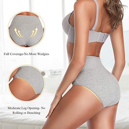 UMMISS Women's Soft Cotton Underwear Panties, Stretch Comfort Brief Underwear for Women-5 Pack -Multi -L.