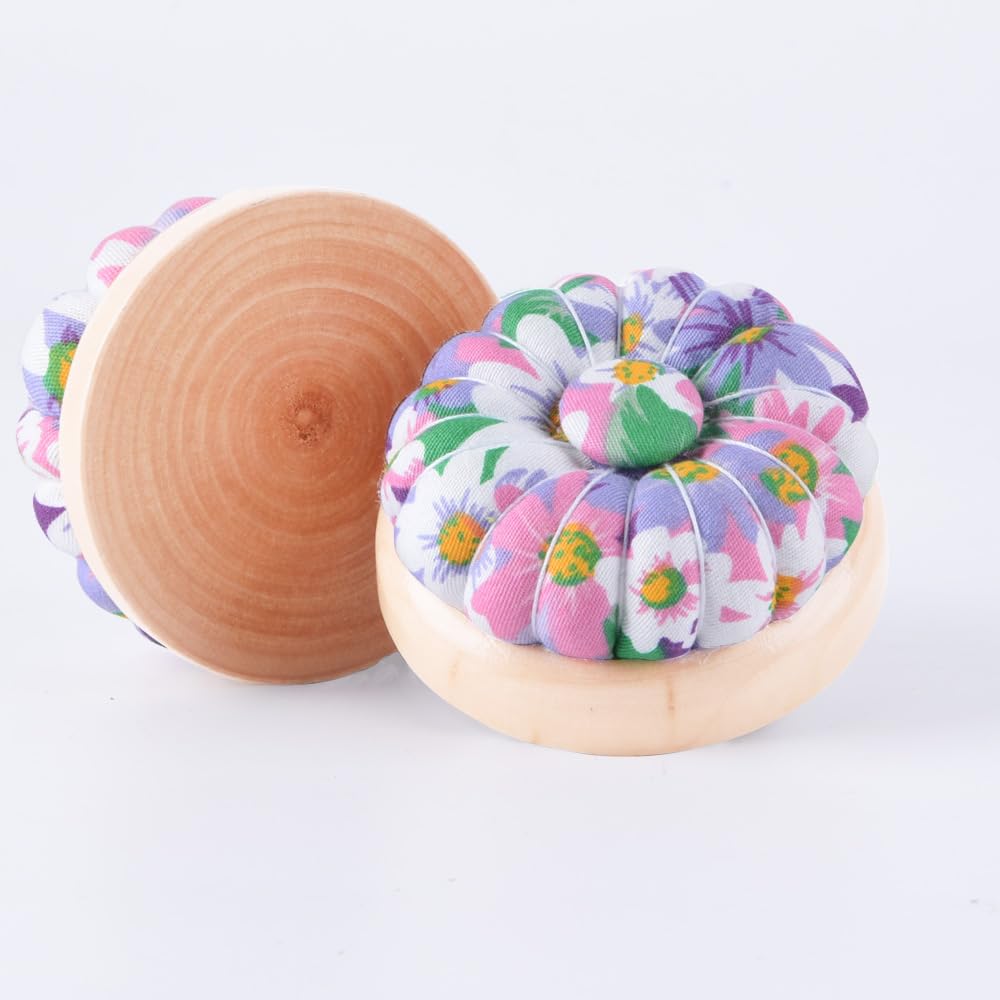 1Pcs Cute Pumpkin Pin Cushion with Magnetic, Purple Floral