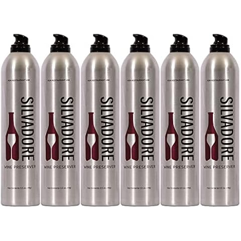 Silvadore Wine Preserver | On Premise Size Can | Improve Profitability of Wine by the Glass in Your Restaurant | 100% Argon | Save Open Bottles of Wine (6 Pack) Cover