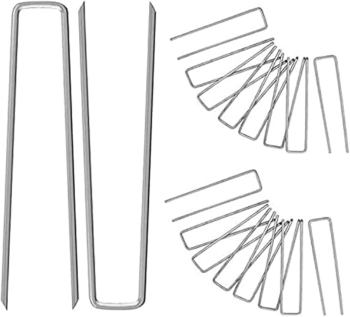 Miniatura 2 de Estacas de grapas de jardín de 12 pulgadas, 26 estacas de jardín galvanizadas, estacas de metal resistente para asegurar la tela del césped