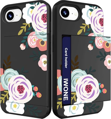 IWONE for iPhone 16e & 17e Case - White Rose Leaves Abstract