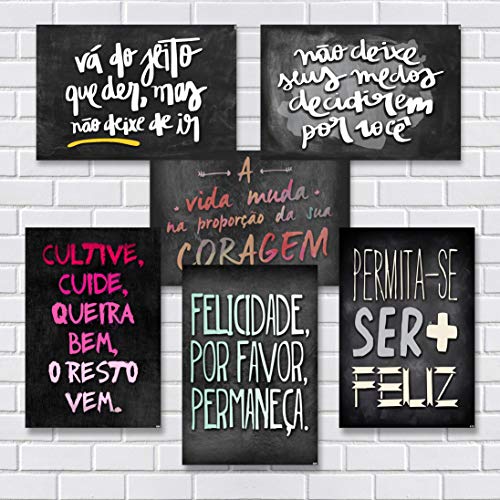 Kit Com 7 Placas Em MDF - Frases Motivacionais