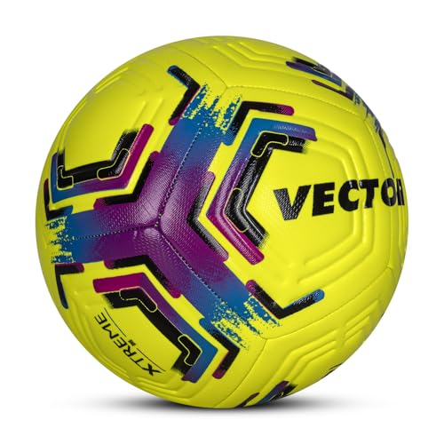 Image of Vector X Xtreme Football, 32 Panel, 3D Embosed TPU Stitched Matrial, Suitable for Soft & Dry Groun, Hard Ground with Grass & Artificial Turf, Match Ball Szie- 5 Color - Neon
