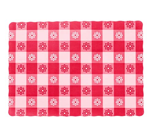 Choice Red Gingham Colored Paper Placemats - 9 3/8In. X 13 1/4In. - 75 Pack #TOP7