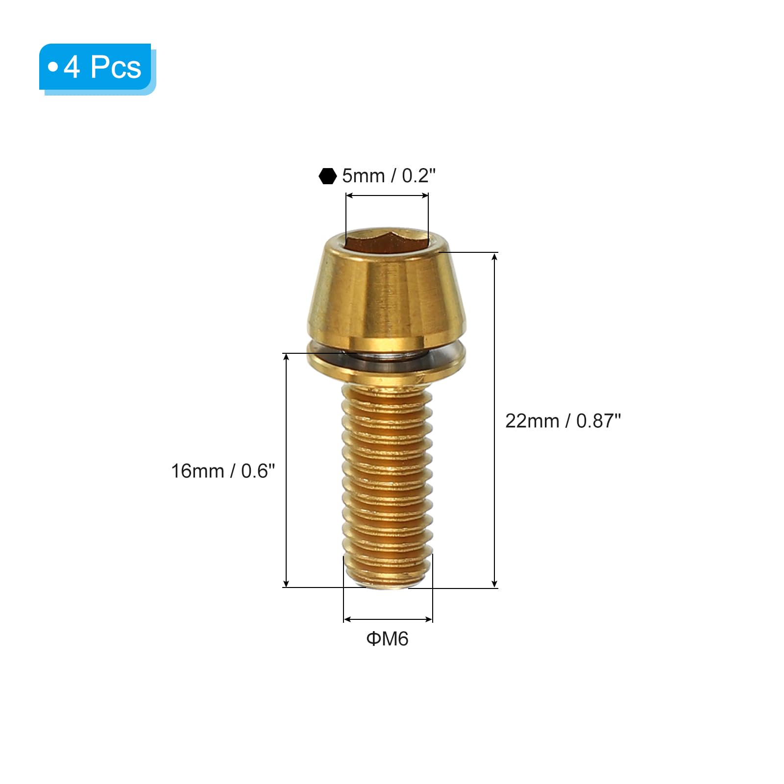 PATIKIL M6x16mm Titanium Bicycle Stem Bolt - Image 2