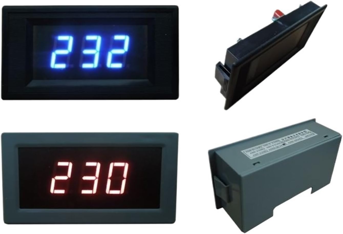 AC30-500V LED Digital AC Voltmeter Voltage Meter AC 110 220V 230V 380V Volt Panel Meter Voltage Detector Voltage Monitor(Full-Closed (Red))