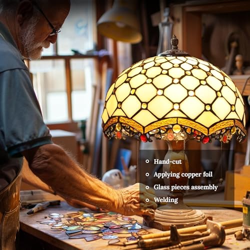DWVO Tiffany Floor Lamp, Stained Glass Shade Gooseneck Reading Floor Lamp, Adjustable Corner Standing Light with Foot Switch for Bedroom Living Room Office (Bulb not Included)
