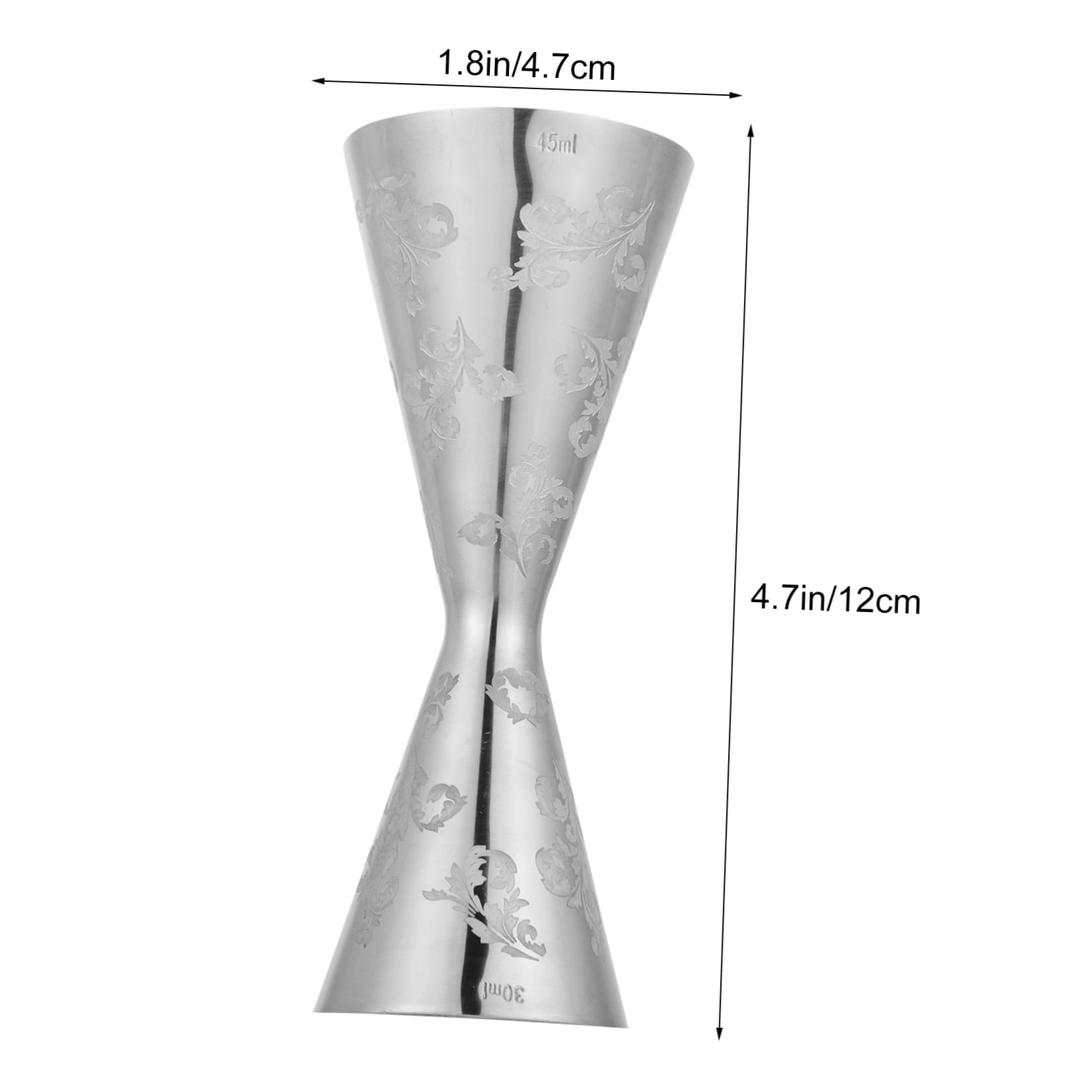 Garneck Cocktail Jiggers Scale 30/45ml Measuring Device Stainless Steel Bar Accessory Sturdy Reusable
