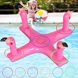H-Style Pool Toys Pool Ring Toss Games, Inflatable Flamingo Shark Pool Toys with 6Pcs Rings for Kids and Adults, Multiplayer Summer Swimming Pool & Beach Party Funny Games for Friends and Family
