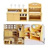 Acxico 2Pcs Plastic Kitchen Cabinet Miniature Furniture Room Item Set Mini Accessory