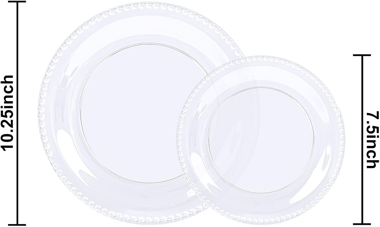Rubtlamp 60Pcs Clear Plastic Plates, Clear Disposable Plates With Beaded, Heavyduty Plates Include 30 Dessert Platos, 30 Dinner Platos for Wedding Party - Image 2