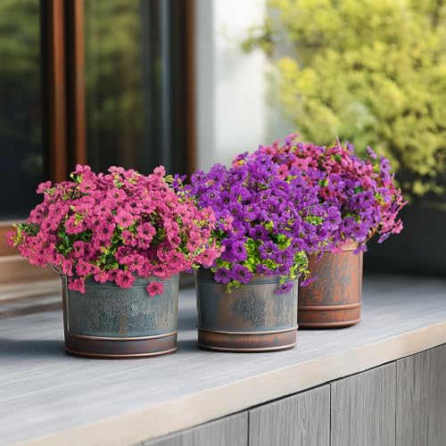 Alupssuc 24 Bundles Artificial Flowers for Outdoors Decoration, UV Resistant Silk Violet with Leaf Grass and Eucalyptus Fake Plants for Outside Indoor Yard Home Patio Porch Decor,  image 8