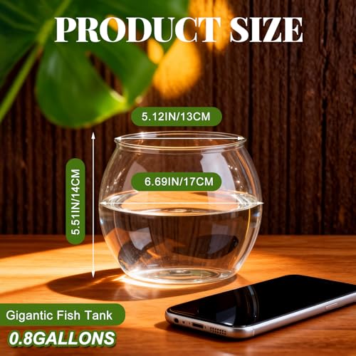Image of Geelin 0.8 Gallon Plastic Fish Tank Large Bowl Shatterproof with Crystal Clear Clarity for Terrarium, Flower Vase Centerpiece Gift for Fish Lovers (Round)