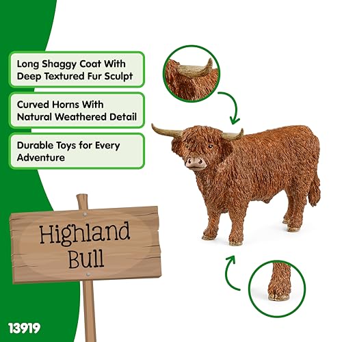 schleich FARM WORLD | Byk Highland 13919 | figurka zwierzęcia farma schleich | szczegółowa figurka i kolekcjonerska | prezent dla dziewczynek i chłopców | zabawka farma od 3 lat | 14 x 6 x 8 cm