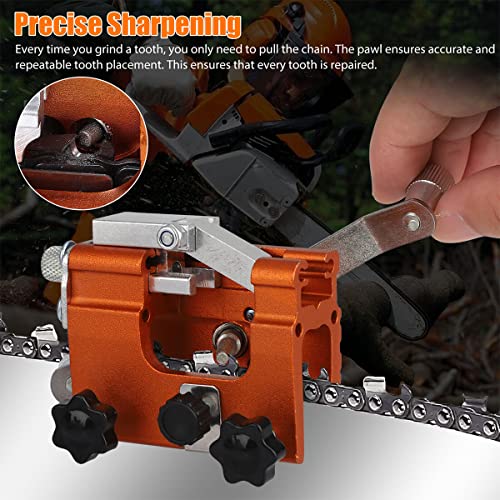 2023 New Upgrade Chainsaw Sharpener, Portable Chainsaw Chain Sharpening Jig, Suitable for Chain Saws and Electric Saws,with 3 Grinding Rod