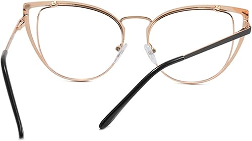 Miniatura 5 de Bullabulling Lentes de bloqueo de luz azul estilo hipster con marco de metal para mujer, lentes para mujer con diseño de ojo de gato, lentes antiluz