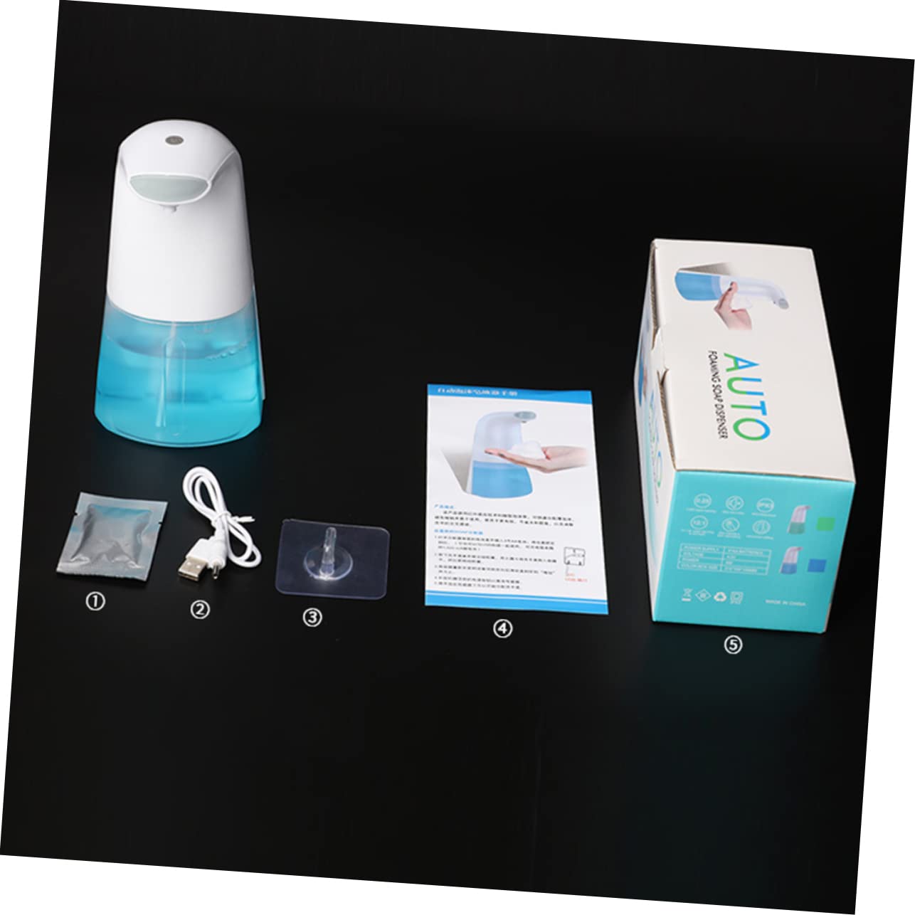 Cabilock Dispensador Automático de Jabón de 300ml, Sensor Infrarrojo sin Contacto, Abs y PE, de Pared y Mesa, para Baño y Cocina