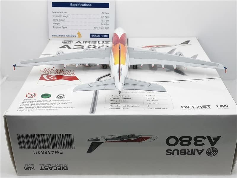 Miniatura 7 de JC Wings Singapore Airlines para Airbus A380 9V-SKI 1/400 DIECAST modelo preconstruido