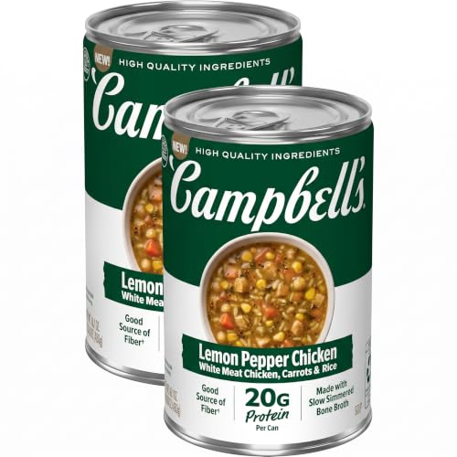 Campbell's Protein Lemon Pepper Chicken Soup, 16.1 oz (Pack of 2)