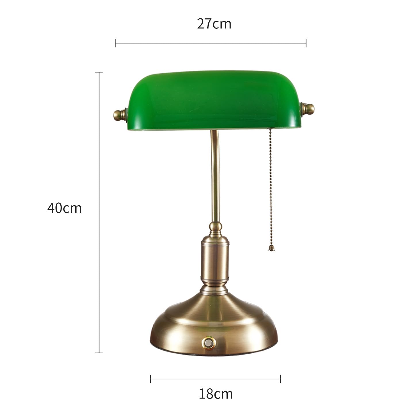 Kabellose Bankerlampe Groß 6000mAh Akku Tischlampe Aufladbar Dimmbare Vintage Nachttischlampe mit Touch-Steuerung und Kettenschalter 3 Farbtemperaturen E27 Tischleuchte Grün Gold Schreibtischlampe