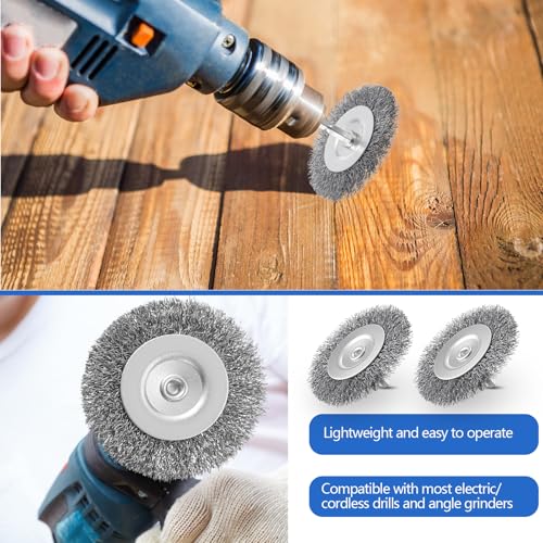 Image of Moxweyeni 20 Pcs 3 Inch Stainless Steel Wire Wheel Brushes for Drill Bits