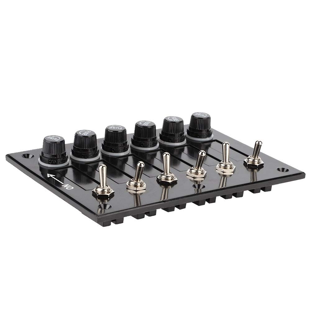 Delaman 6 Gang Pannello Interruttori, Pannello Interruttori Barca, ON/OFF Attiva/Disattiva Pannello Interruttori a Levetta per Roulotte per Barche Marine RV DC 12V/24V per Auto Barca Camper e Camion