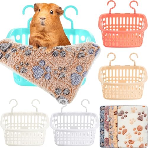 Geetery 5 Set Rat Hammock for Cage Chew Proof Rat Toys Warm Bed, Small Animal