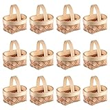 12pcs Mini Bamboo Woven Basket Miniature Flower Basket Dollhouse Picnic Basket Tiny Party Favor Container Farmhouse Decor for Fairy Garden Micro Landscape