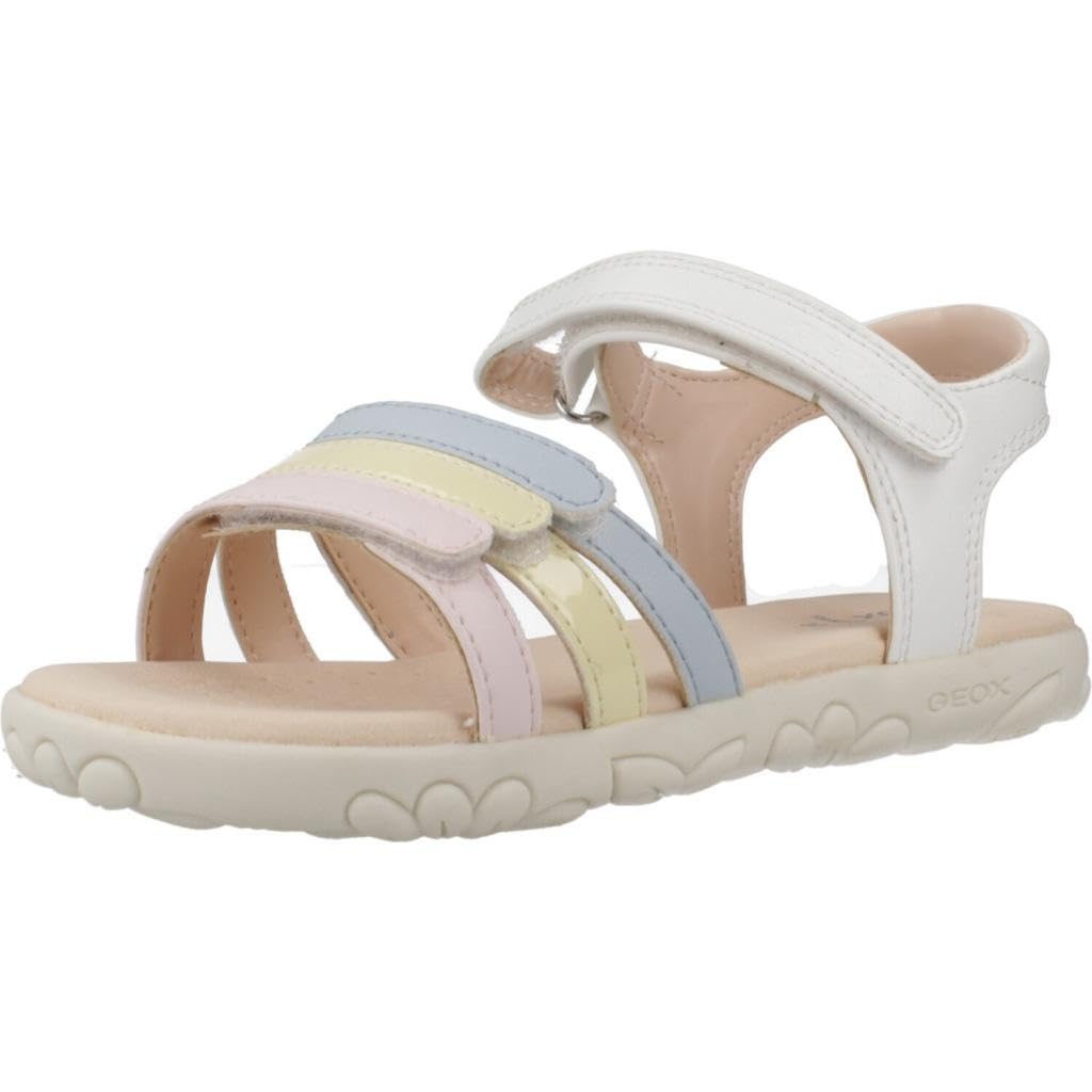 Geox J SANDAL HAITI GIRL, Girls’ Sandal, White/Multicolor,