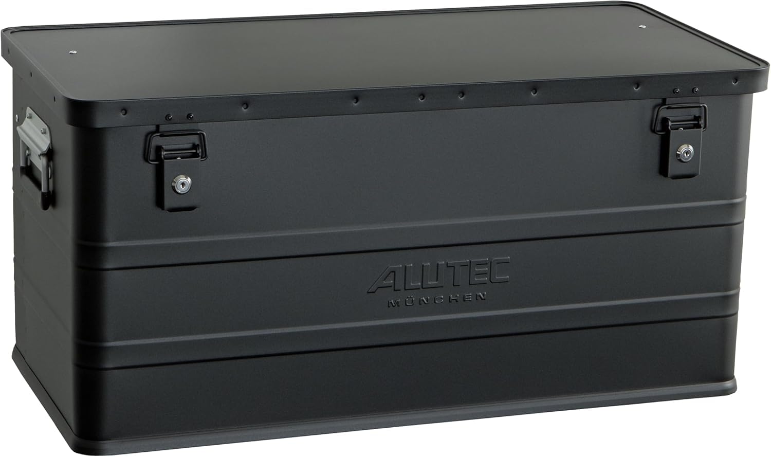 ALUTEC Pudełko aluminiowe Classic 93 (kolor czarny, pojemność 93 l, wymiary wewnętrzne (dł. x szer. x wys.) 750 x 350 x 355 mm/wymiary zewnętrzne (dł. x szer. x wys.) 775 x 385 x 375 mm, pudełko do