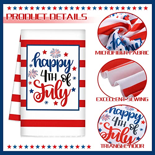 Kajaia 4 Pcs 4Th Of July Kitchen Towels 17.72 X 23.62 Inch Patriotic Dish Towels American Flag Stripe Star Memorial Day Towels Red White Blue Hand Towels Tea Towel Dishcloths For Independence Day #TOP3