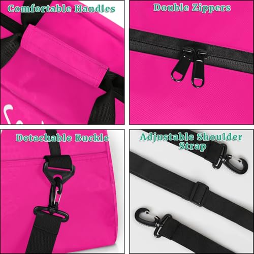 Custom Kids Duffel Bags with Name - Lightweight Gym Bag for Boys & Girls, Personalized Sports Backpack for Workout, and Travel Pink Volleyball4