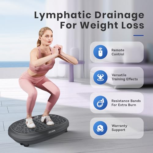 Image of EILISON FitMaxx 3D XL Vibration Plate Exercise Machine - Whole Body Workout Vibration Platform w /Loop Bands - Lymphatic Drainage Machine for Weight Loss, Shaping, Recovery