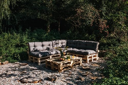 Gutekissen Palettenkissen, Gartensofakissen, Gesteppte Kissen gefüllt mit granuliertem Poulirette-Schaum, viele Farben und Größen PPI (Sitzkissen 120x80, gesteppt Anthrazit)