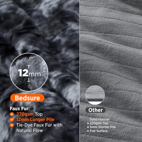 Image of Bedsure Faux Fur Heated Blanket Throw, Tie-Dye Cozy Electric Blanket, Black