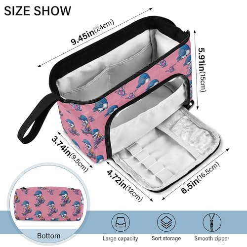 Image of Fisyme Funny Skull Skateboard Pencil Case Large Capacity Pen Bags Box Big Makeup Pouch Organizer
