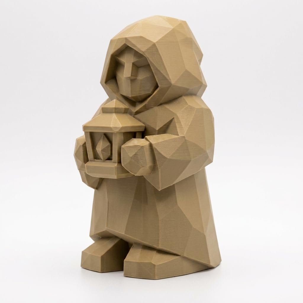 Wood Carved-Like Keeper of Light Figurine - Unique Desk Decor for Adults 3D Printed in Canada - 3D Printed in Canada (Classic Birch)