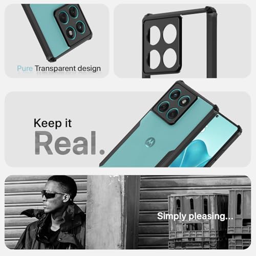 Image of Pikkme Back Cover for Motorola Moto Edge 60 5G / Motorola Moto Edge 60 Fusion 5G | Ultra Hyrbid | Full Camera Protection | Raised Edge | Crystal Clear Transparent Bumper Case (Black)
